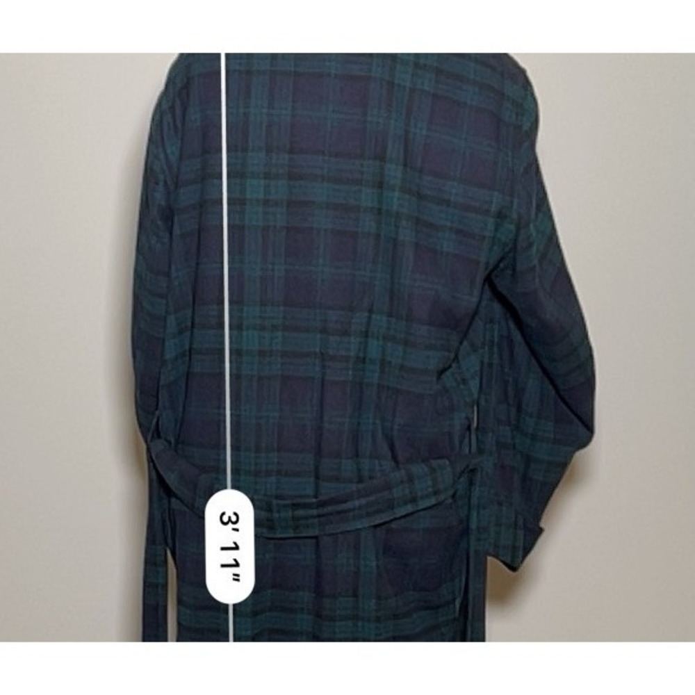 Vtg Pendleton Mills Bath Robe Blue Green Tartan Plaid Wool Shawl Collar USA L - Picture 9 of 9